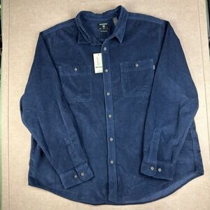 Dockers Men's XXL Blue Corduroy Button Shirt Workwear Regular Fit Cotton‎